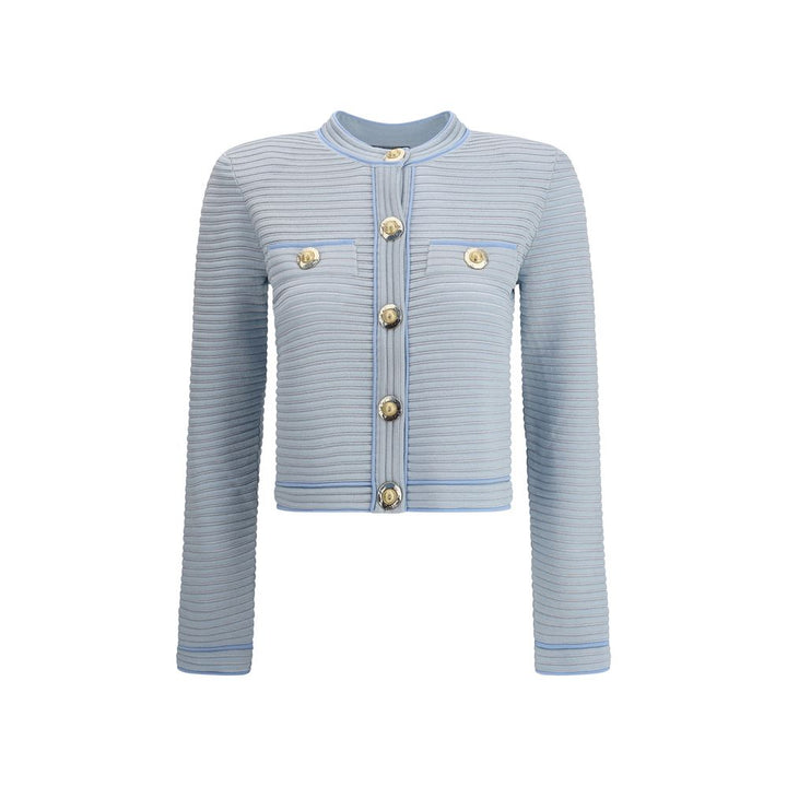 Balmain Light Blue Viscose Cardigan