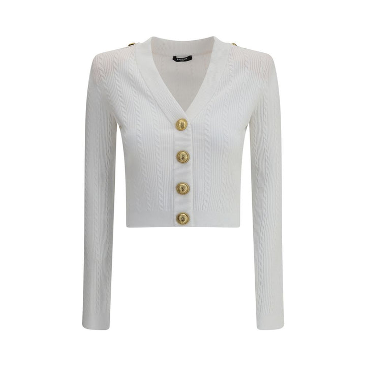 Balmain White Viscose Cardigan