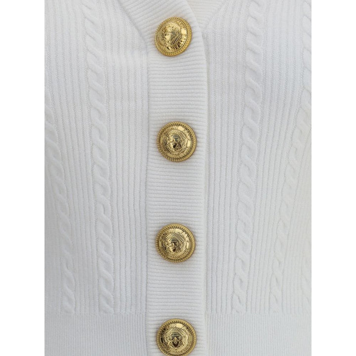 Balmain White Viscose Cardigan