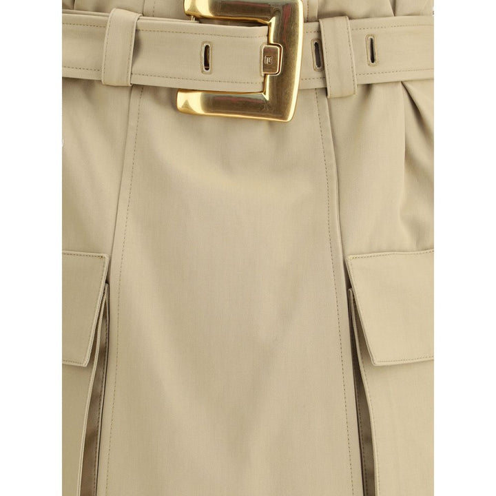 Balmain Beige Cotton Mini Skirt