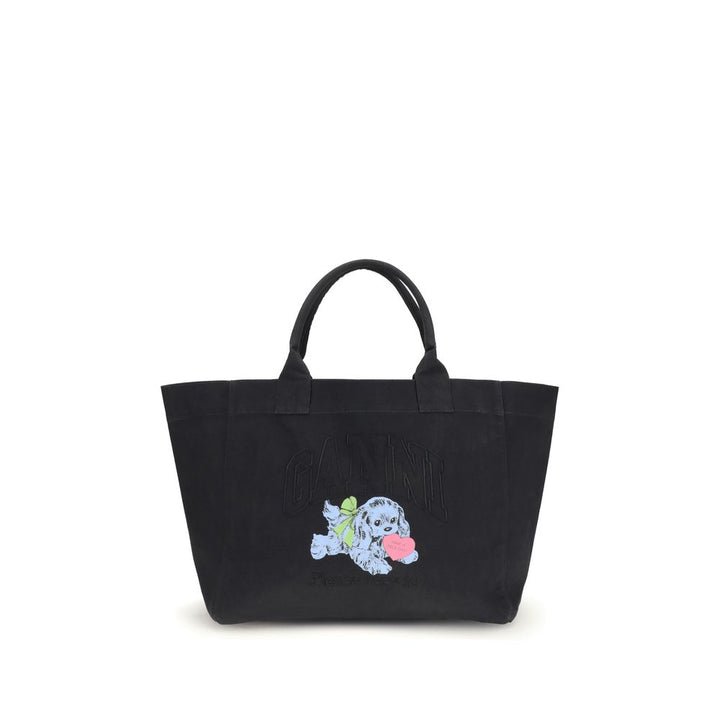 Ganni Black Recycled Cotton Shoulder Bag