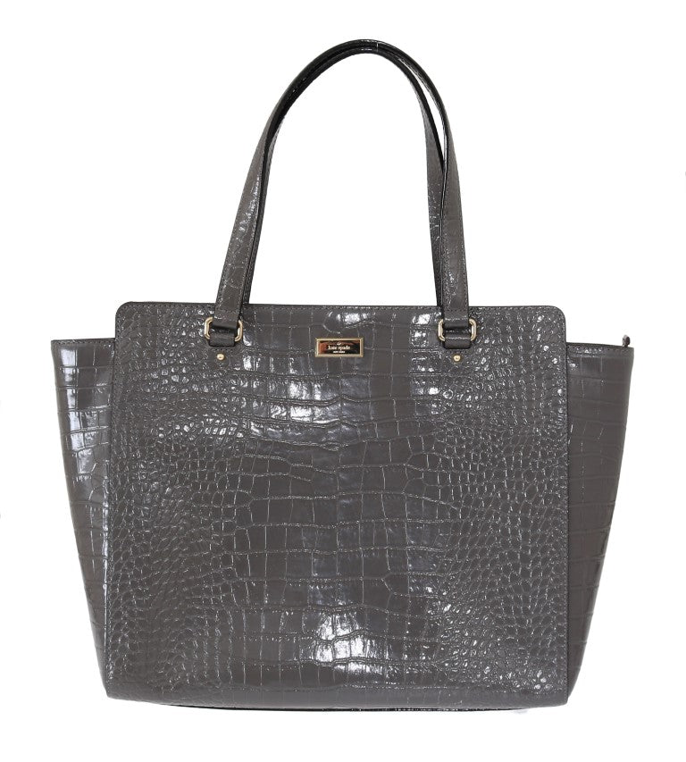 Kate Spade Grey Croc Embossed Leather Elissa Bristol Drive Tote
