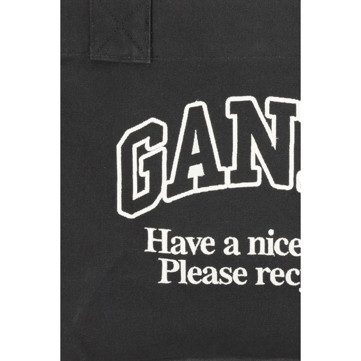Ganni Black Cotton Shoulder Bag