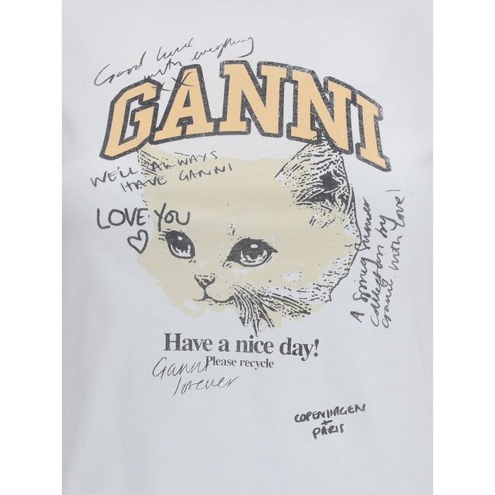 Ganni White Cotton T-Shirt