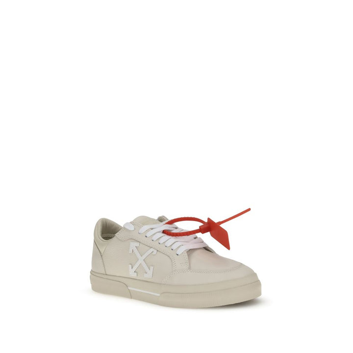 Off-White Beige Leather Low Top Sneakers