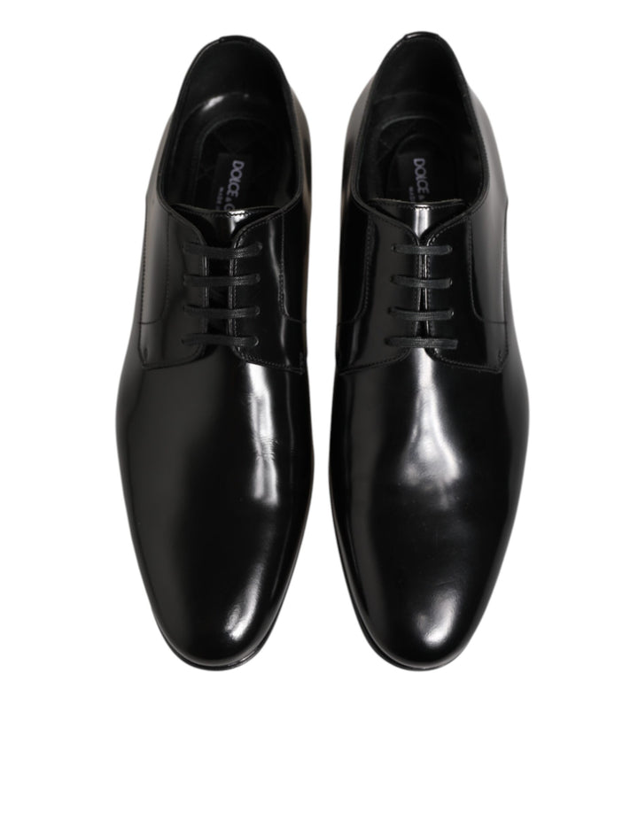 Dolce & Gabbana Black Calfskin Leather Derby Men Dress Shoes