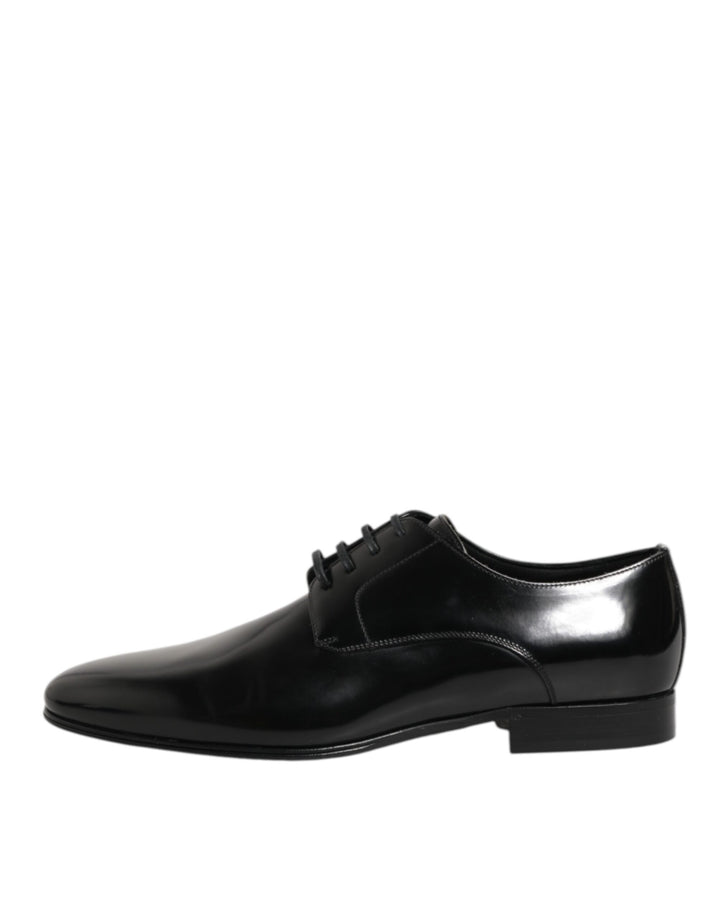 Dolce & Gabbana Black Calfskin Leather Derby Men Dress Shoes