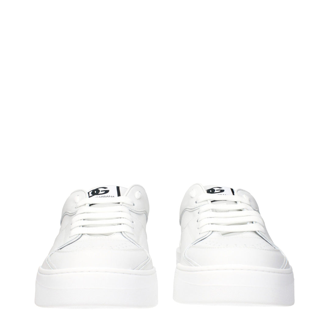 Dolce & Gabbana White Leather Low Top Sneakers