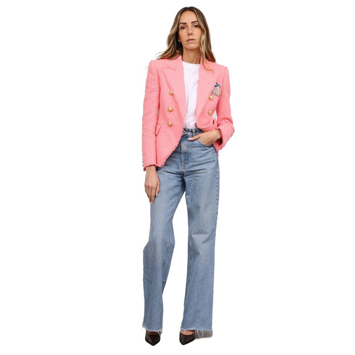 Balmain Pink Cotton Women Blazer