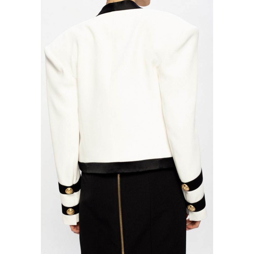 Balmain White Viscose Women Blazer