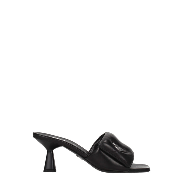Prada Black Leather Platform Sandals