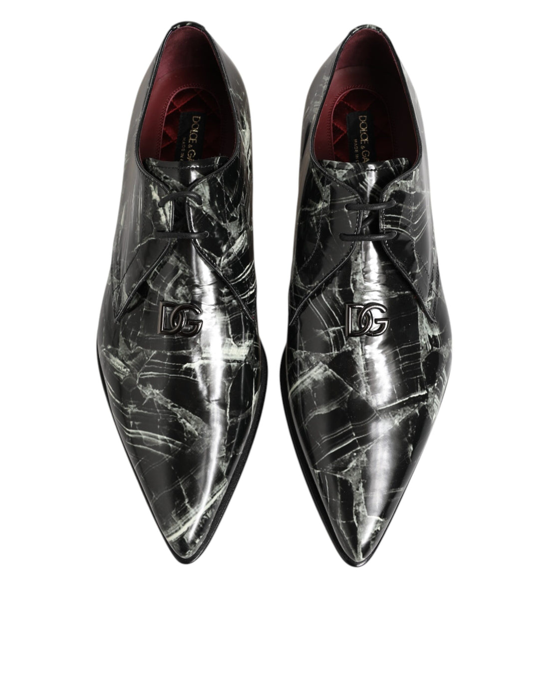 Dolce & Gabbana Marbled Pattern Dress Lace Up Derby Shoes