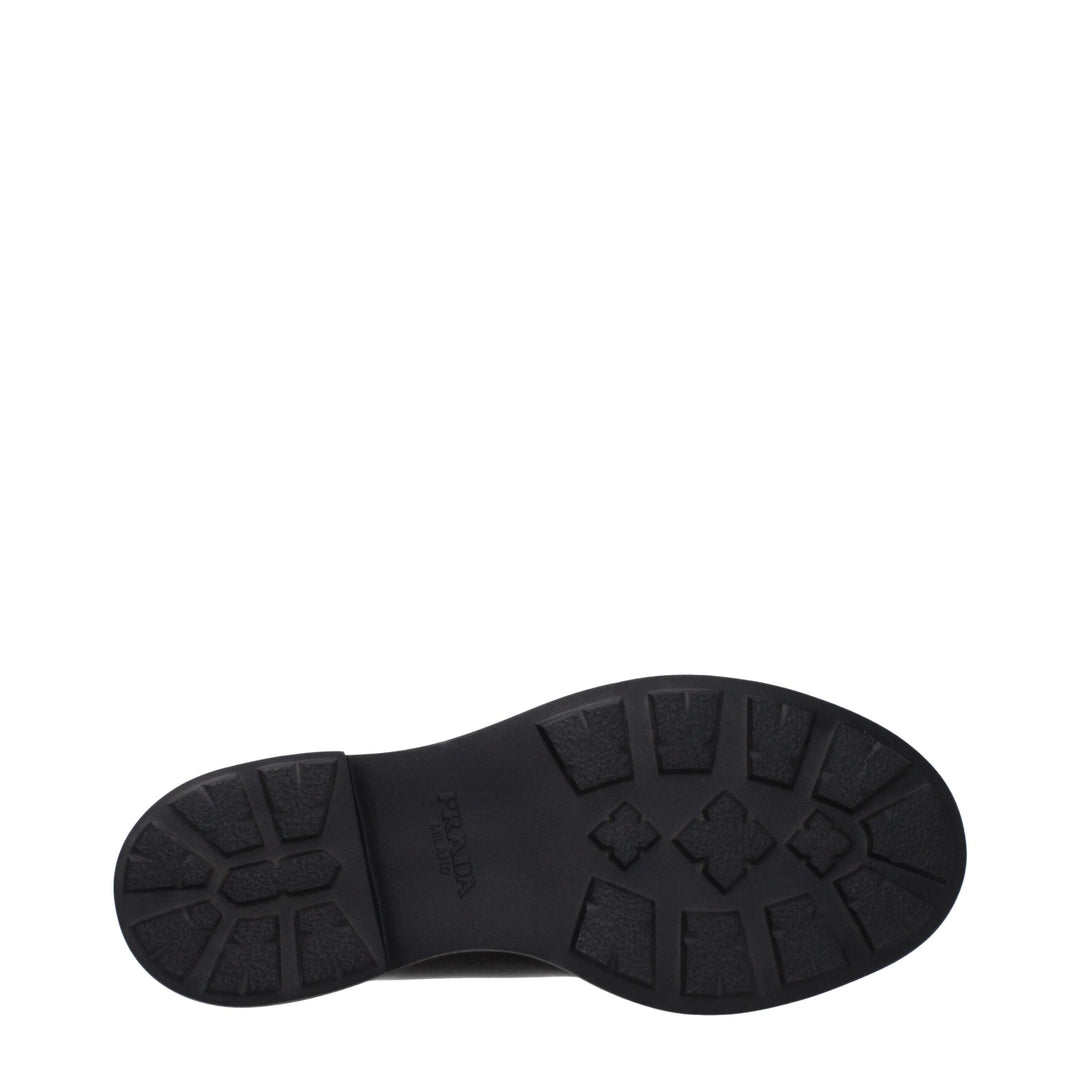 Prada Black Leather Oxfords And Derbies