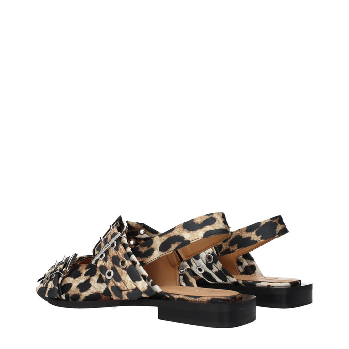 Ganni Brown Fabric Sandals