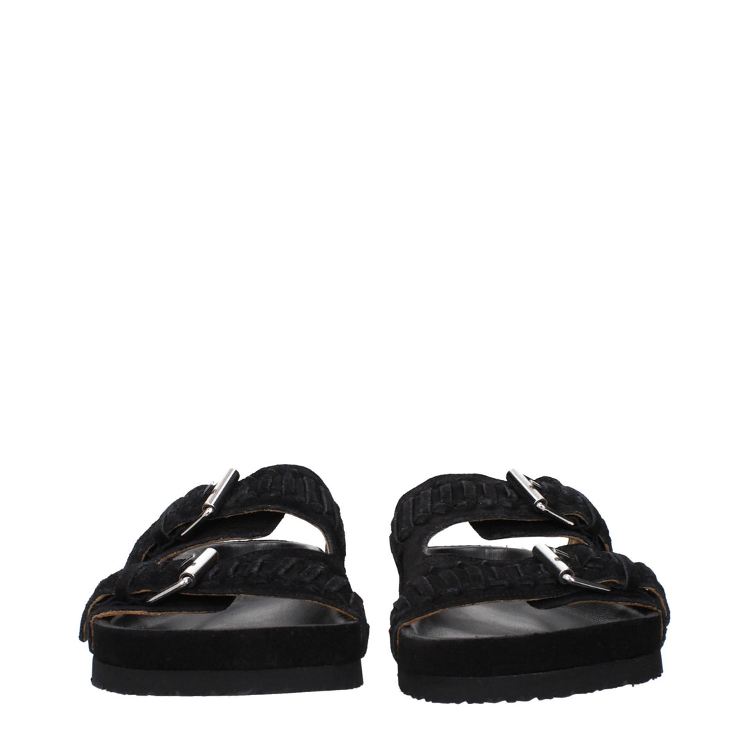 Isabel Marant Black Leather Slippers