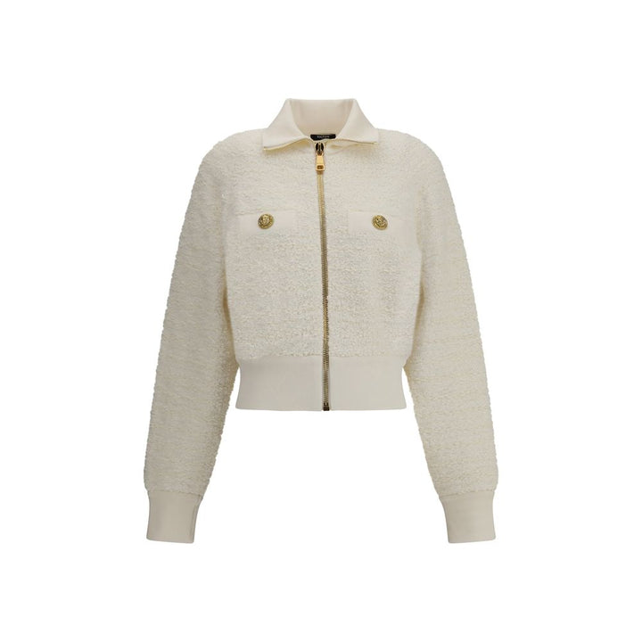 Balmain White Viscose Bomber