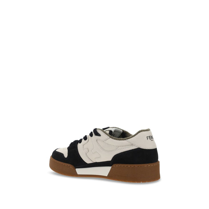 Fendi Black Calf Leather Bos Taurus Low Top Sneakers