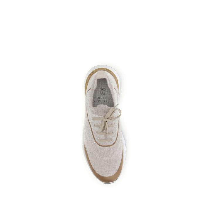 Brunello Cucinelli Beige Cotton Athletic Sneakers