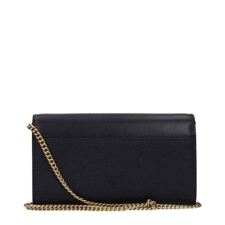 PINKO Black Leather Clutch Bag