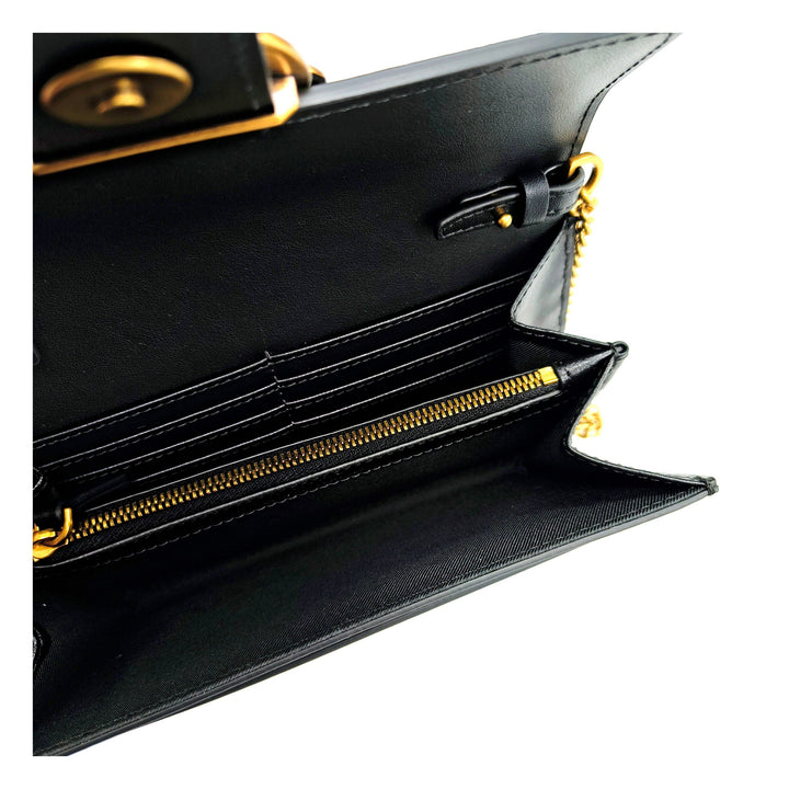 PINKO Black Leather Clutch Bag