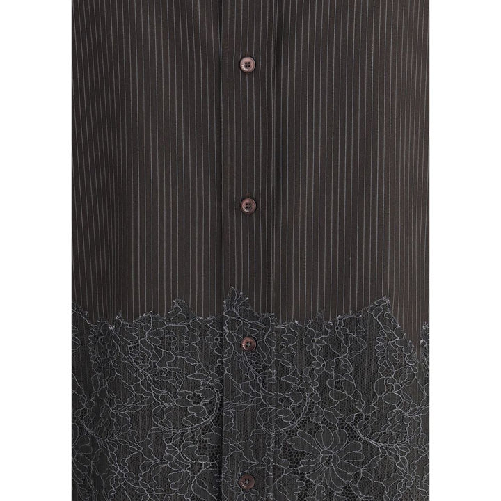 Fendi Brown Fleece Wool Pattern Shirt