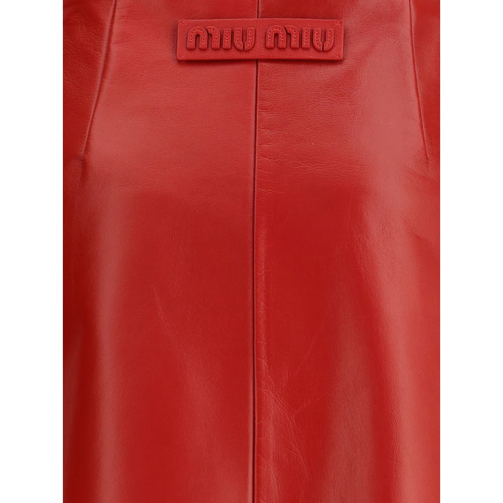 Miu Miu Red Lamb Leather Mini Skirt