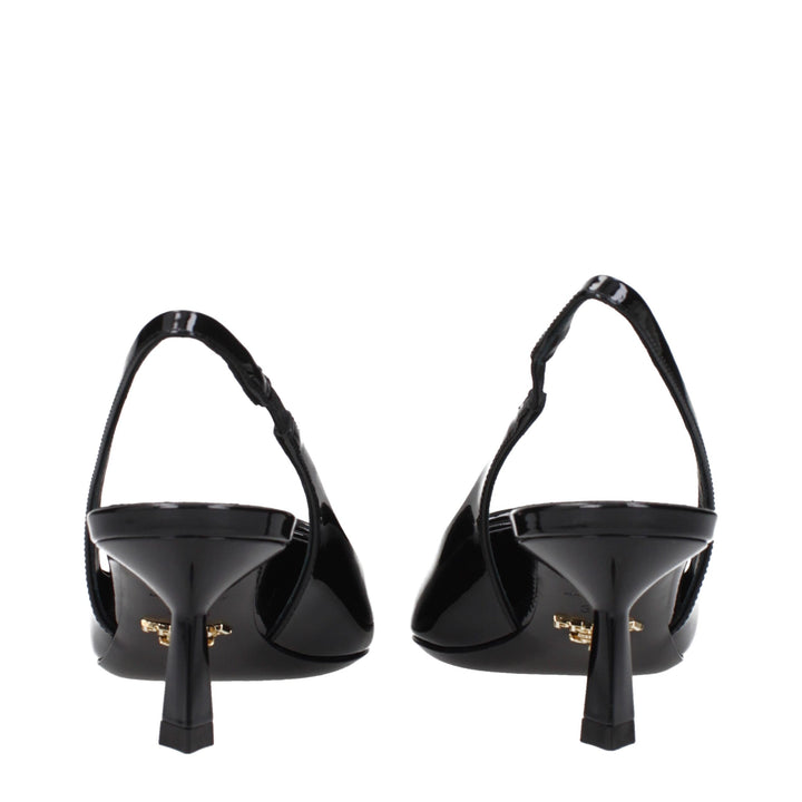 Prada Black Leather Mid Heel Pumps