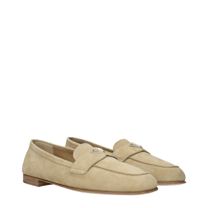 Prada Beige Leather Slip-On Loafers