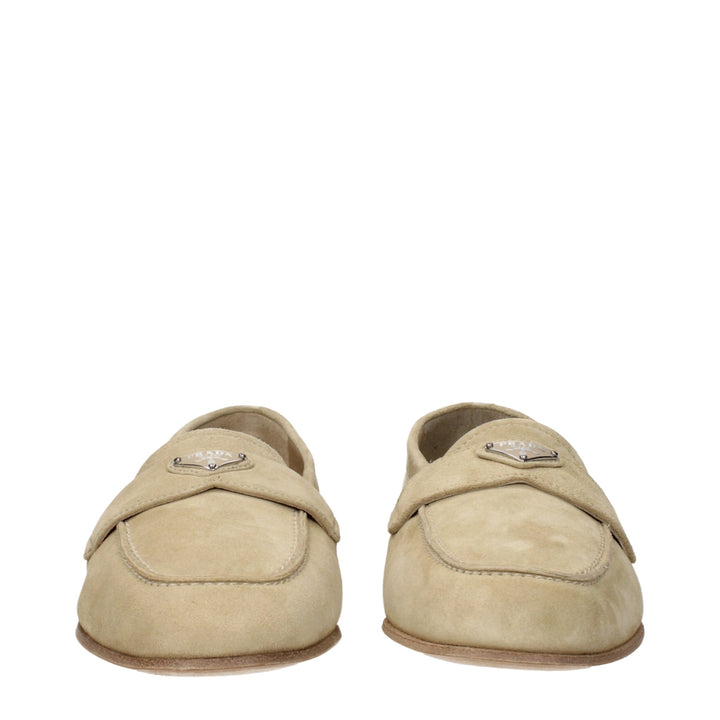 Prada Beige Leather Slip-On Loafers