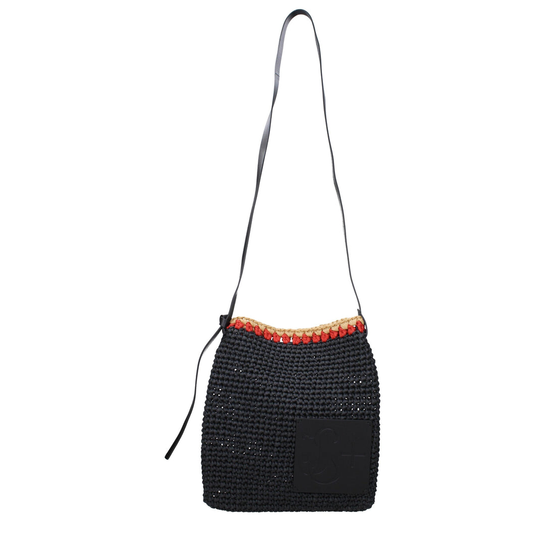 Jil Sander Black Raffia Crossbody Bag