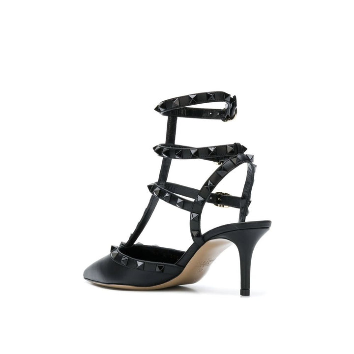 Valentino Garavani Black Calfskin Mid Heel Pumps