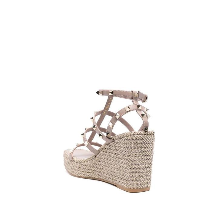 Valentino Garavani Beige Calfskin Wedge Sandals