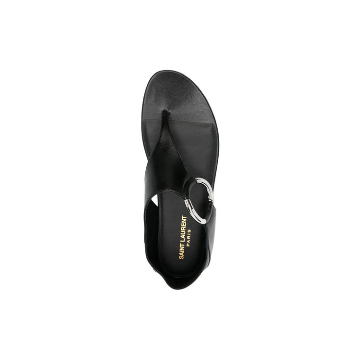 Saint Laurent Black Calfskin Strap-On Sandals