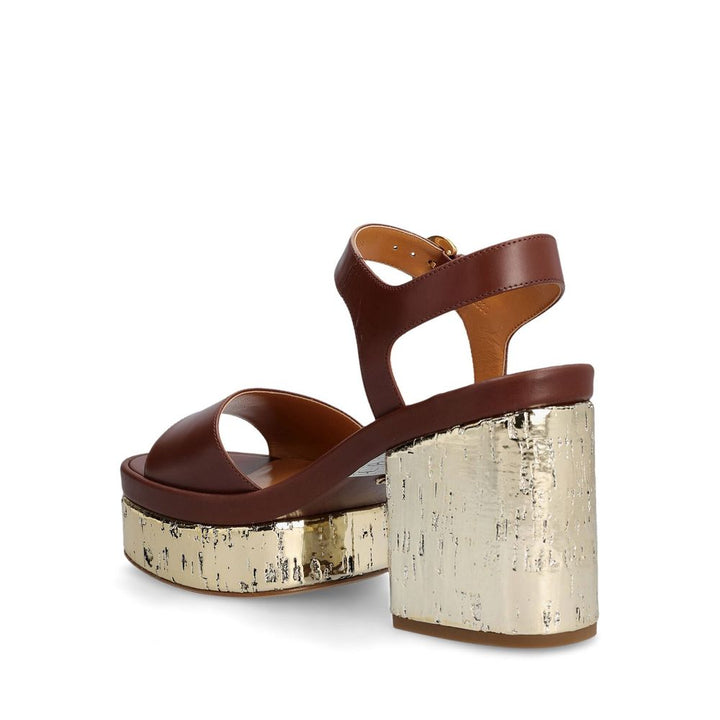 Chloé Brown Calfskin Platform Sandals