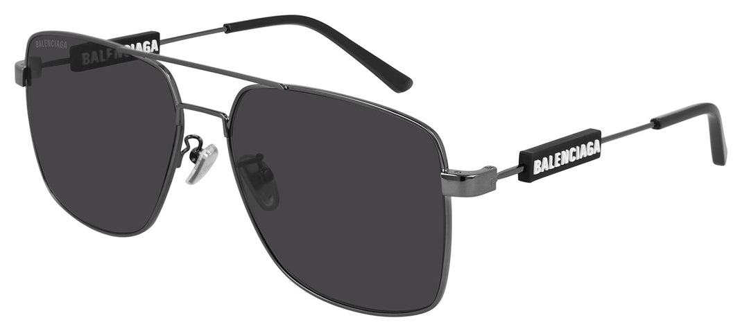 Balenciaga BB 0116SA 001 Navigator Metal Grey Sunglasses with Grey Lens