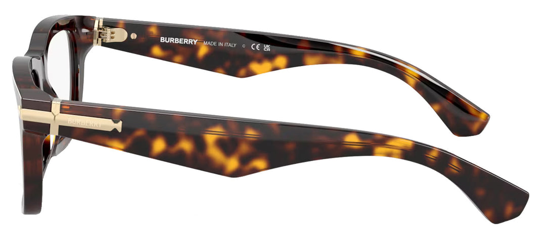 Burberry BE 2419 3002 Rectangle Plastic Havana Eyeglasses with Logo Stamped Demo Lenses