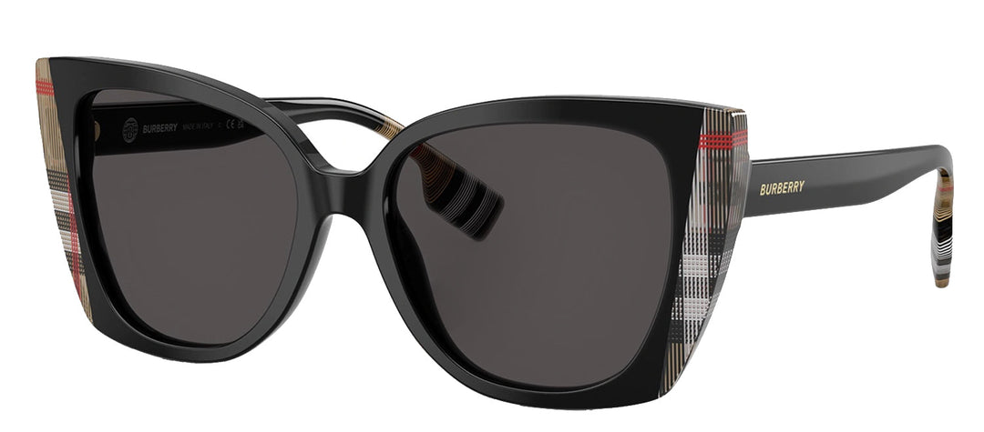 Burberry BE 4393 405587 Cat-Eye Plastic Black Sunglasses with Grey Lens