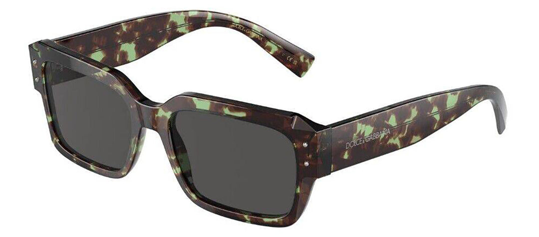 DOLCE & GABBANA DG 4460F 343287 Square Havana Green Acetate Sunglasses with Dark Grey Lens
