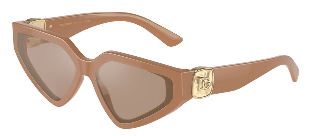 DOLCE & GABBANA DG 4469F 32925A Butterfly Full Camel Acetate Sunglasses with Light Brown Mirror Flash Gold Lens