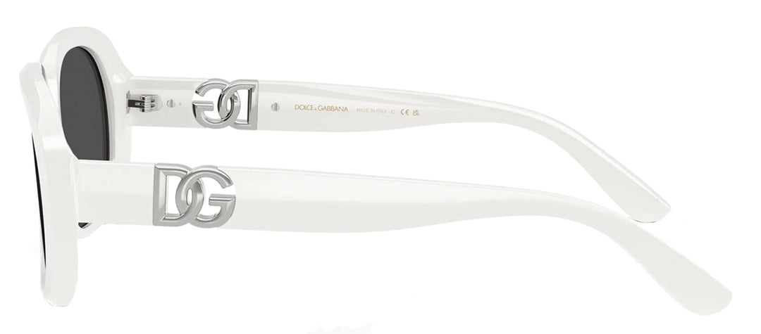 DOLCE & GABBANA DG 4476 331287 Oval White Acetate Sunglasses with Dark Grey Lens
