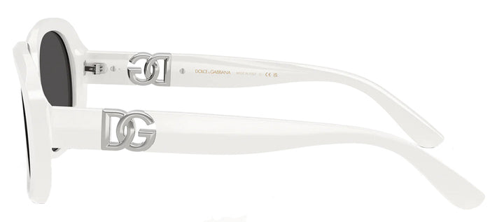 DOLCE & GABBANA DG 4476 331287 Oval White Acetate Sunglasses with Dark Grey Lens
