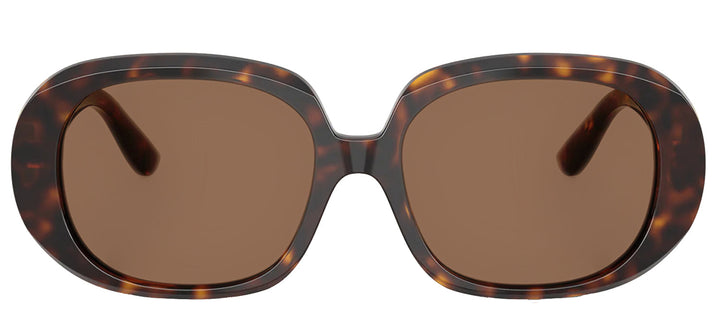 DOLCE & GABBANA DG 4476 502/73 Oval Havana Acetate Sunglasses with Dark Brown Lens