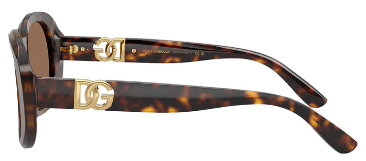 DOLCE & GABBANA DG 4476 502/73 Oval Havana Acetate Sunglasses with Dark Brown Lens