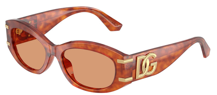 DOLCE & GABBANA DG 4502 3452/7 Oval Camel Havana Acetate Sunglasses with Orange Lens