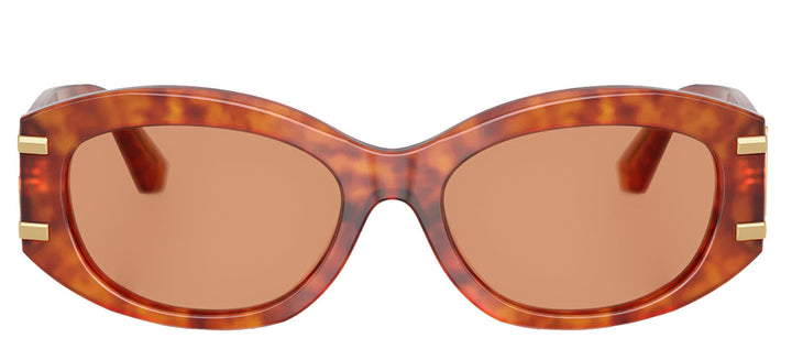 DOLCE & GABBANA DG 4502 3452/7 Oval Camel Havana Acetate Sunglasses with Orange Lens
