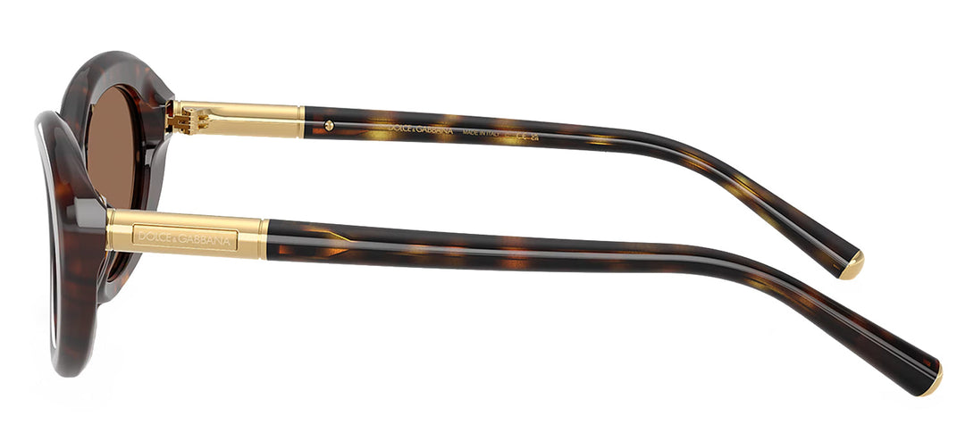 Dolce & Gabbana DG 4519 502/73 Oval Plastic Havana Sunglasses with Brown Lens