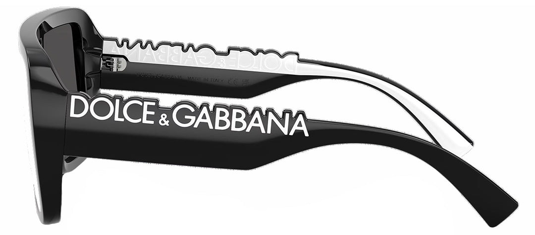 Dolce & Gabbana DG 6204 501/87 Rectangle Plastic Black Sunglasses with Grey Lens