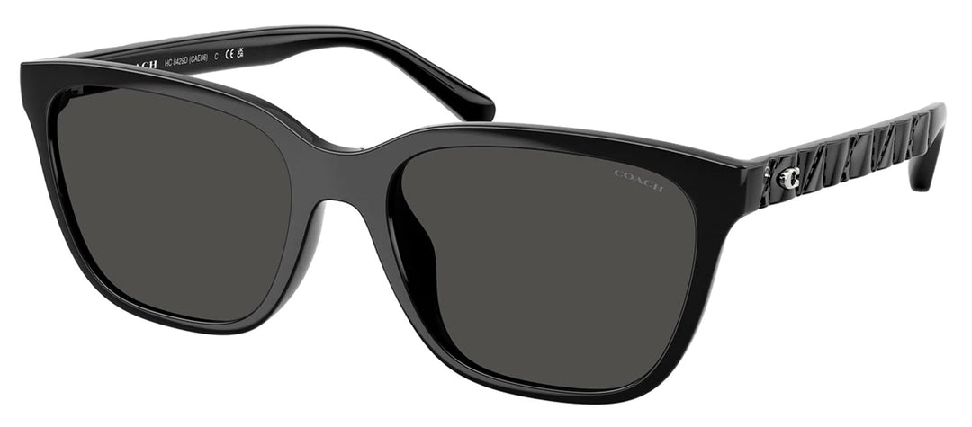 Coach Cae86 HC 8429D 500287 Square Plastic Black Sunglasses with Grey Lens