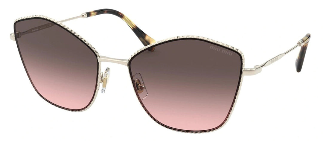Miu Miu MU 60VS ZVN146 Cat Eye Metal Gold Sunglasses with Grey Lens