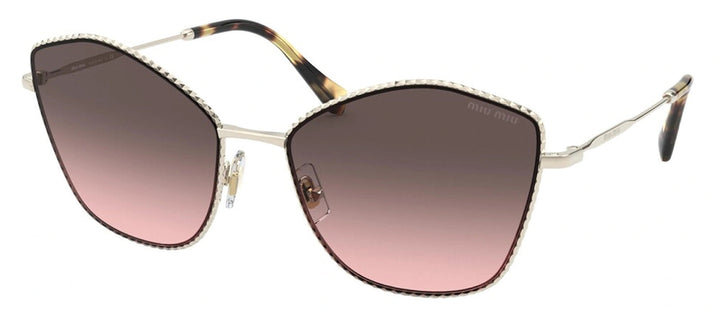 Miu Miu MU 60VS ZVN146 Cat Eye Metal Gold Sunglasses with Grey Lens